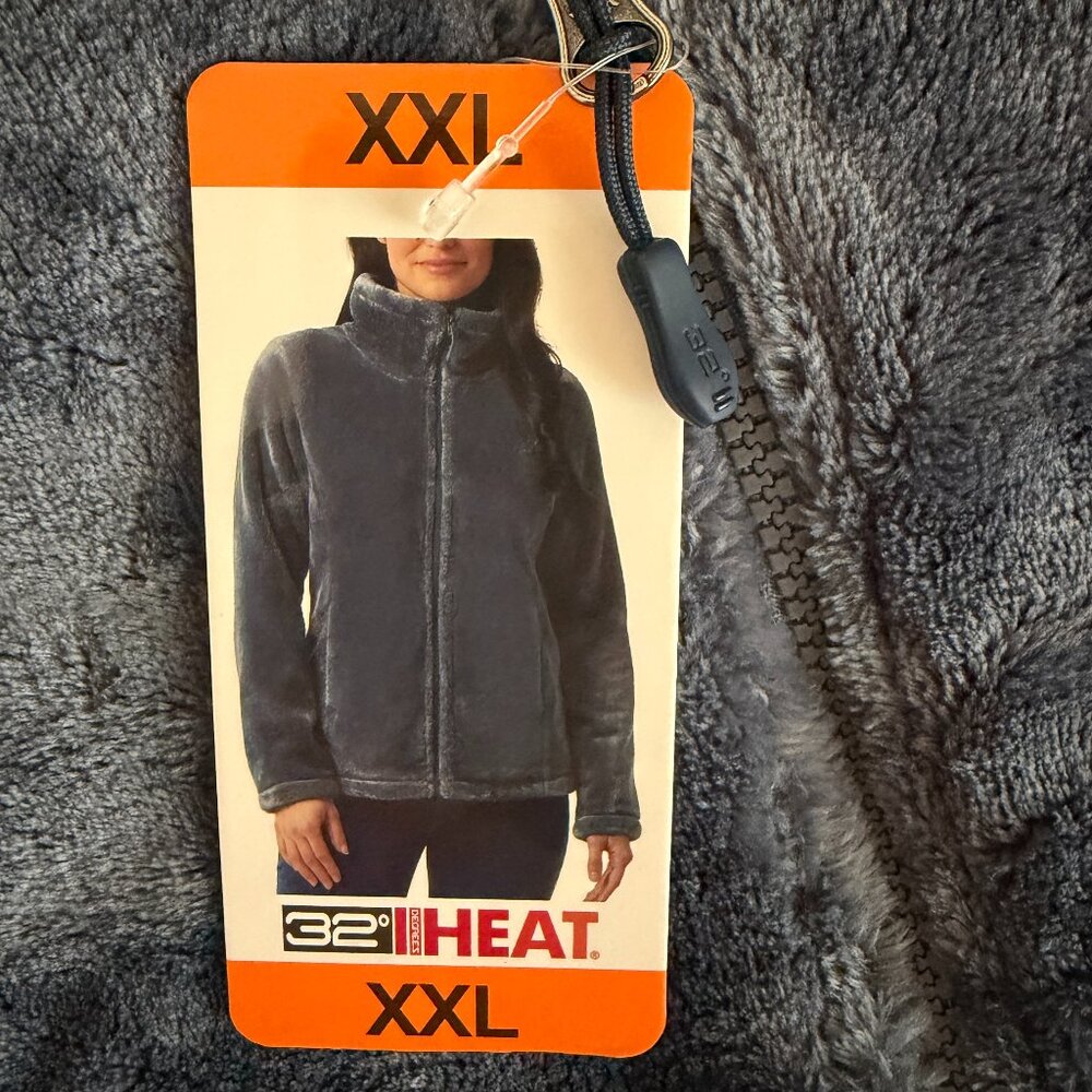 32 Degrees Women's Plush Jacket Size XXL Blue Full Zip Super Soft Lightweight - Picture 2 of 14